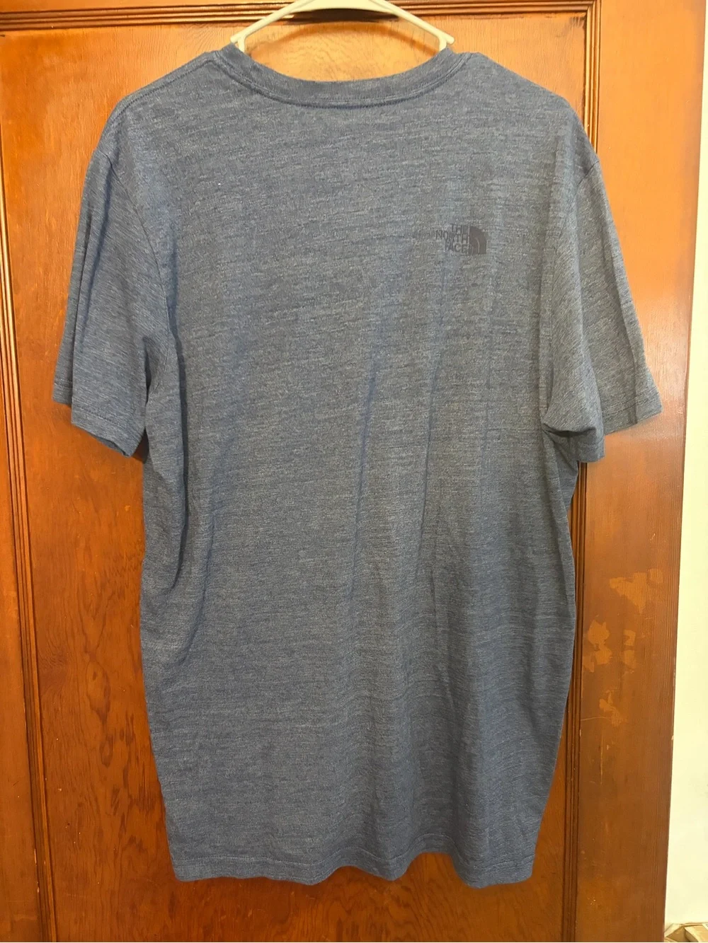 The North Face Men's Heather Blue Short-Sleeve Pocket Tee with Tan Pocket